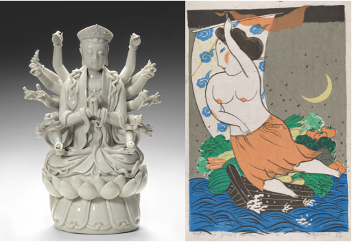 Composite Image - The Daoist deity Doumu, approx. 1700–1800; Goddess of Earth, 1976, by Mayumi Oda
