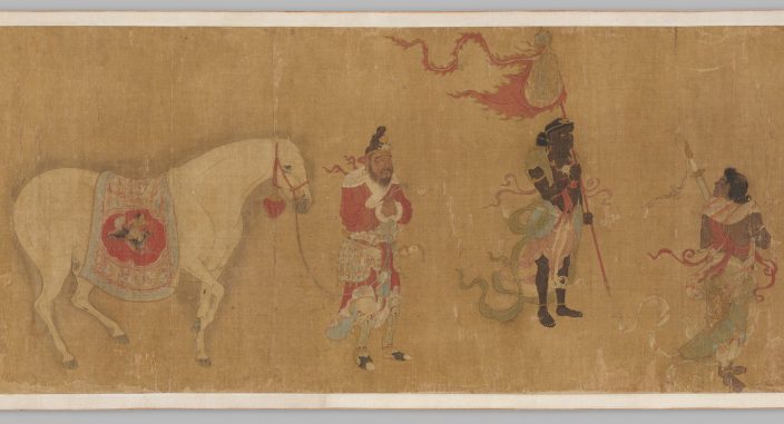Tribute bearers, attributed to Ren Bowen (Chinese, 1254–1327). Ink and colors on silk. 